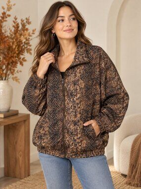 Vintage EVR 90s Snakeskin Reptile Print Windbreaker Jacket XL